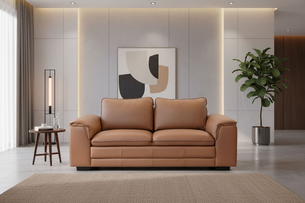 MACKENZIE LEATHER 3-SEATER SOFA - COGNAC - MyChocolateWood