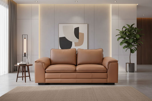 MACKENZIE LEATHER 3-SEATER SOFA - COGNAC - MyChocolateWood