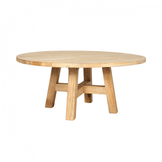 JOELLE PINEWOOD ROUND COFFEE TABLE DISTRESSED RUSTIC NATURAL 100CM - MyChocolateWood