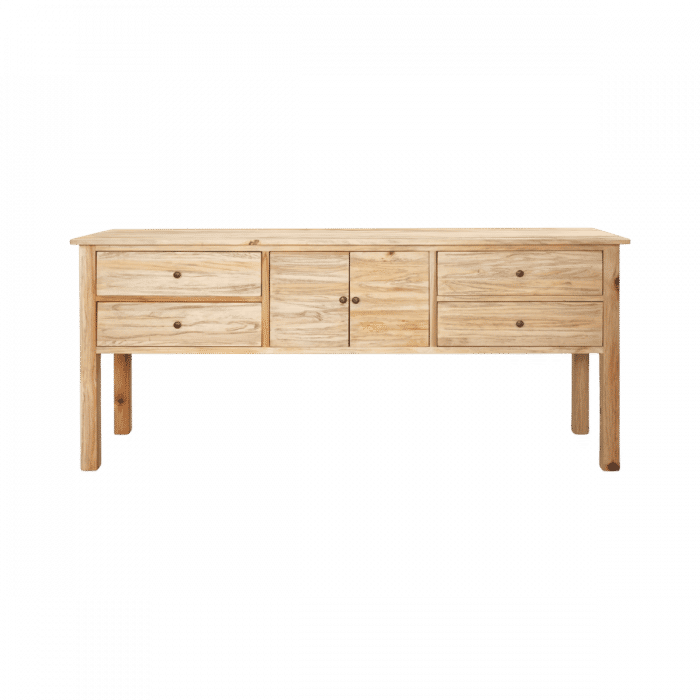 Joelle 4-Drawer 2-Door Buffet / Sideboard in Distressed Rustic - Chocolate Wood
