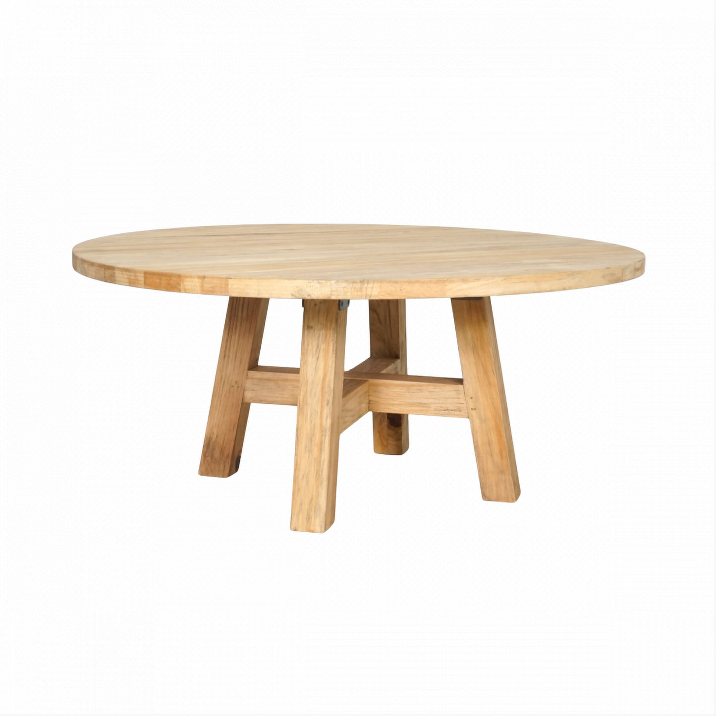 Joelle Pinewood Round Coffee Table 100cm in Distressed Rustic - Chocolate Wood