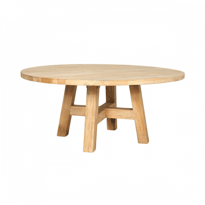 Joelle Pinewood Round Coffee Table 100cm in Distressed Rustic - Chocolate Wood
