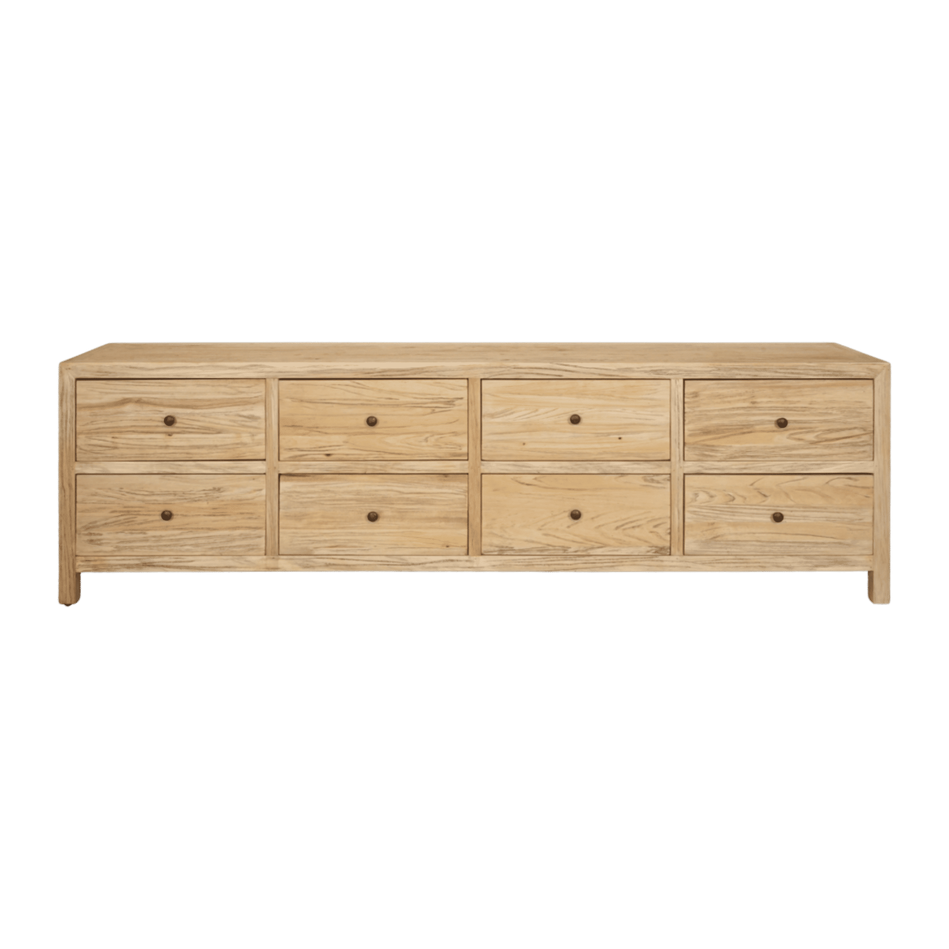 Joelle 8-Drawer Lowboy in Distressed Rustic - Chocolate Wood