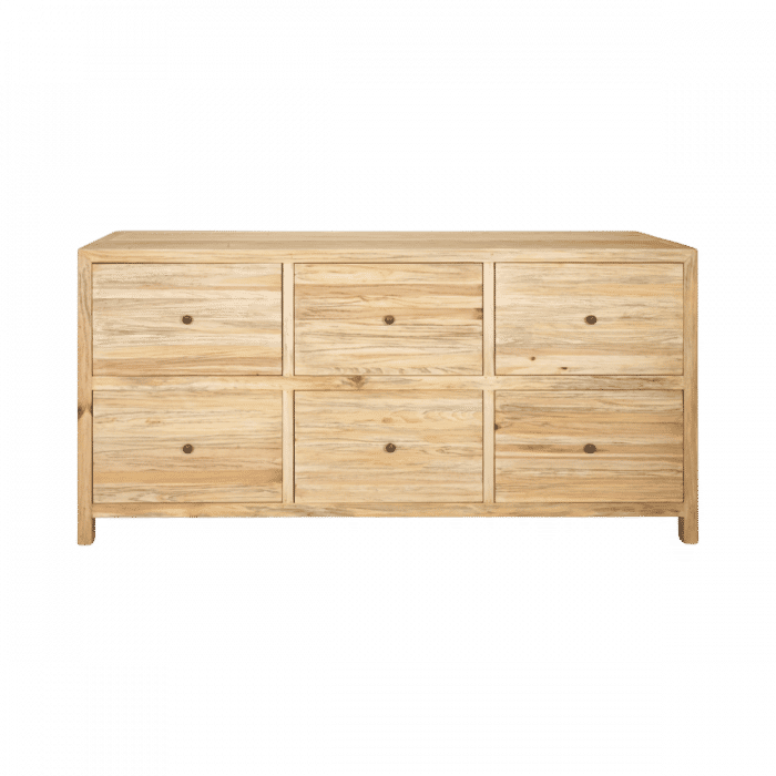 Joelle 6-Drawer Dresser / Chest of Drawers in Distressed Rustic - Chocolate Wood
