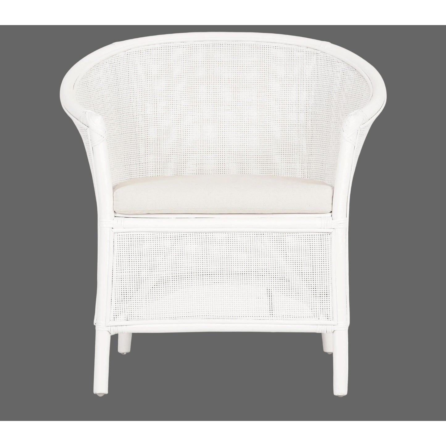 Galileo Rattan Armchair in White - Chocolate Wood