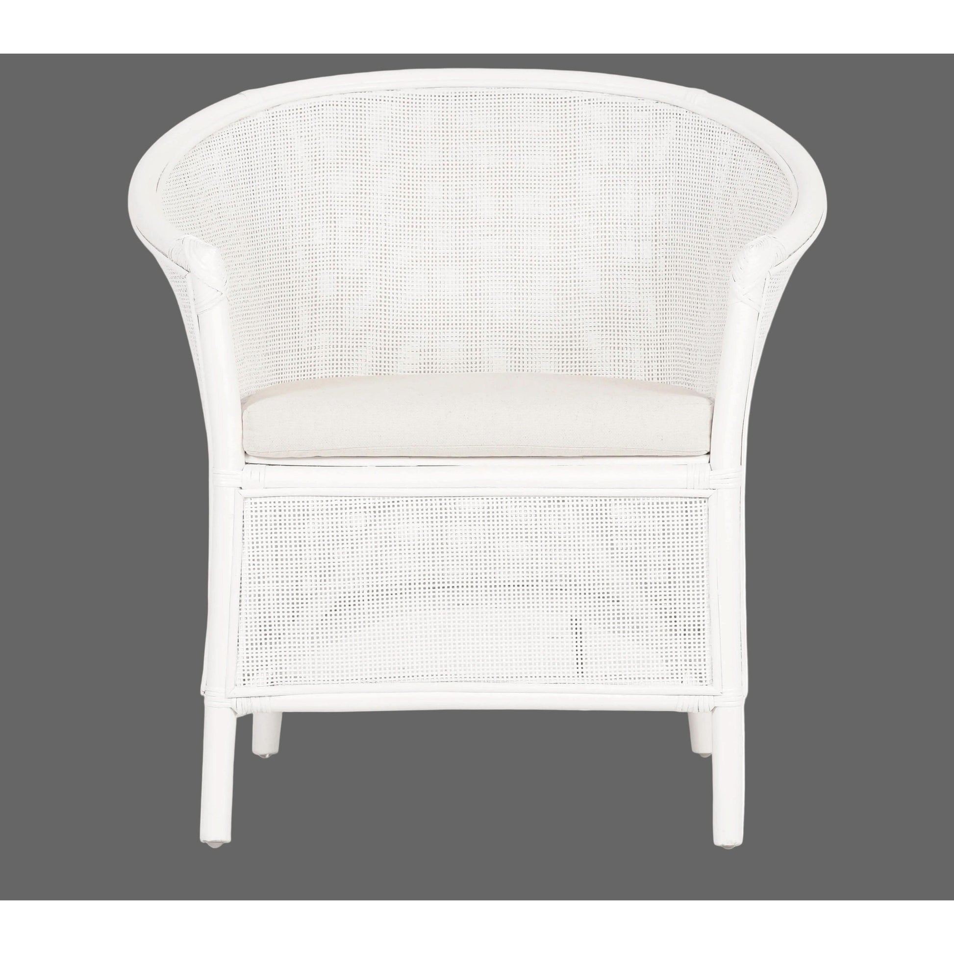 Galileo Rattan Armchair in White - Chocolate Wood