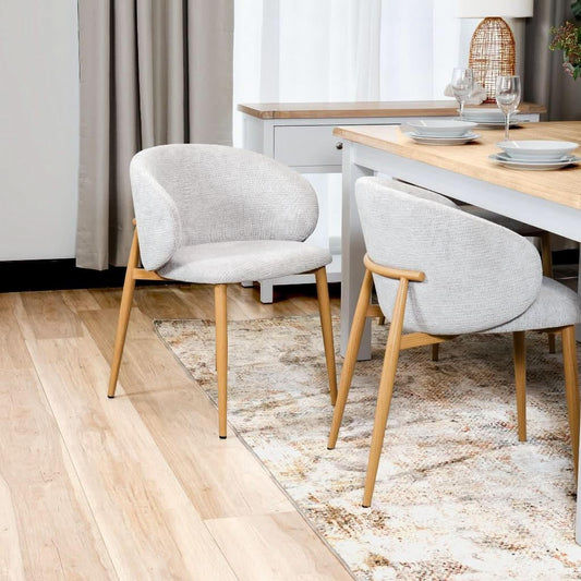 YODAH HAMPTON FABRIC DINING CHAIR TAUPE/OAK - MyChocolateWood