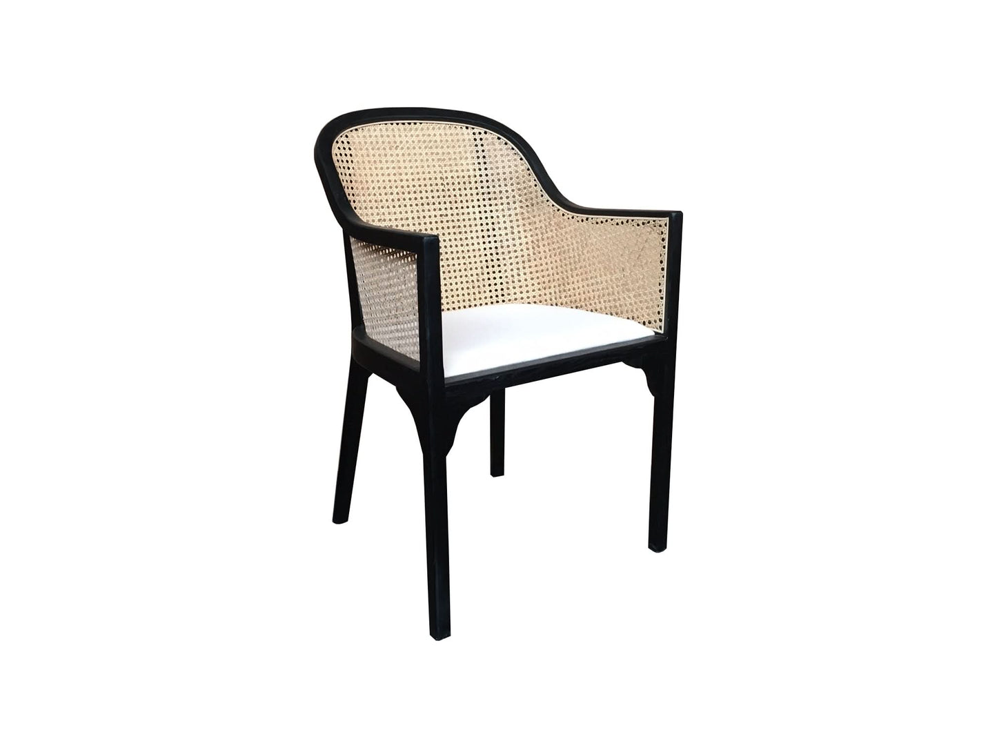 Jose Elmwood Hampton Style Tub Chair in Black - Chocolate Wood