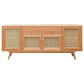 HADLEIGH OAK & RATTAN 1 DOOR 4 DRAWER SIDEBOARD BUFFET NATURAL - MyChocolateWood