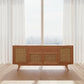 HADLEIGH OAK & RATTAN 1 DOOR 4 DRAWER SIDEBOARD BUFFET NATURAL - MyChocolateWood