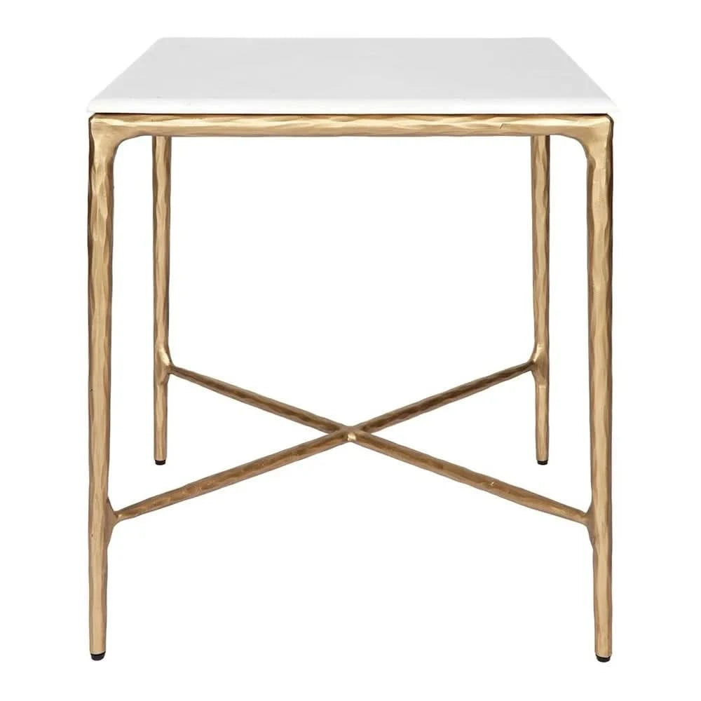 SOREN SQUARE MARBLE SIDE TABLE/LAMP TABLE - BRASS FRAME - MyChocolateWood