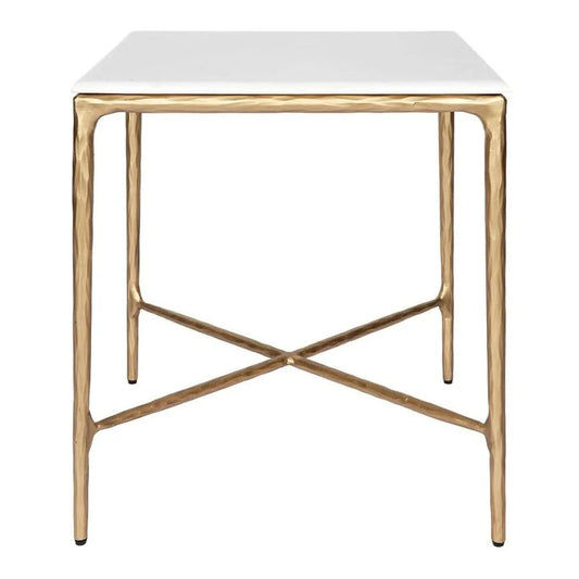 SOREN SQUARE MARBLE SIDE TABLE/LAMP TABLE - BRASS FRAME - MyChocolateWood