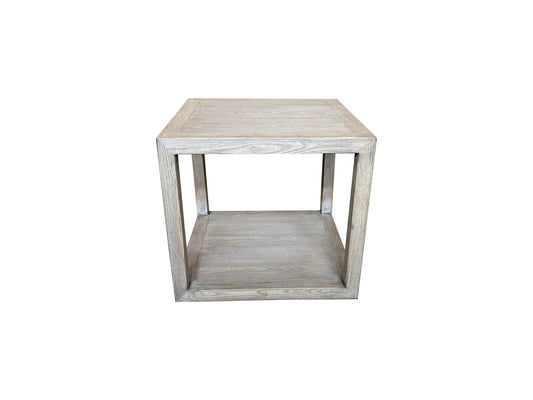 NEVANA RECYCLED ELM TIMBER CUBE SIDE TABLE/LAMP TABLE - MyChocolateWood