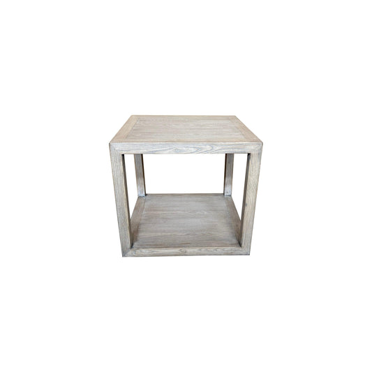 NEVANA RECYCLED ELM TIMBER CUBE SIDE TABLE/LAMP TABLE - MyChocolateWood
