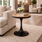 QUENTIN ROUND  SIDE TABLE/LAMP TABLE IN RECYCLED ELM & IRON - MyChocolateWood