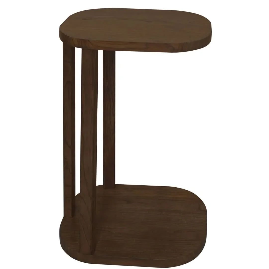 Oslo Solid Mindi Wood Side Table in Walnut