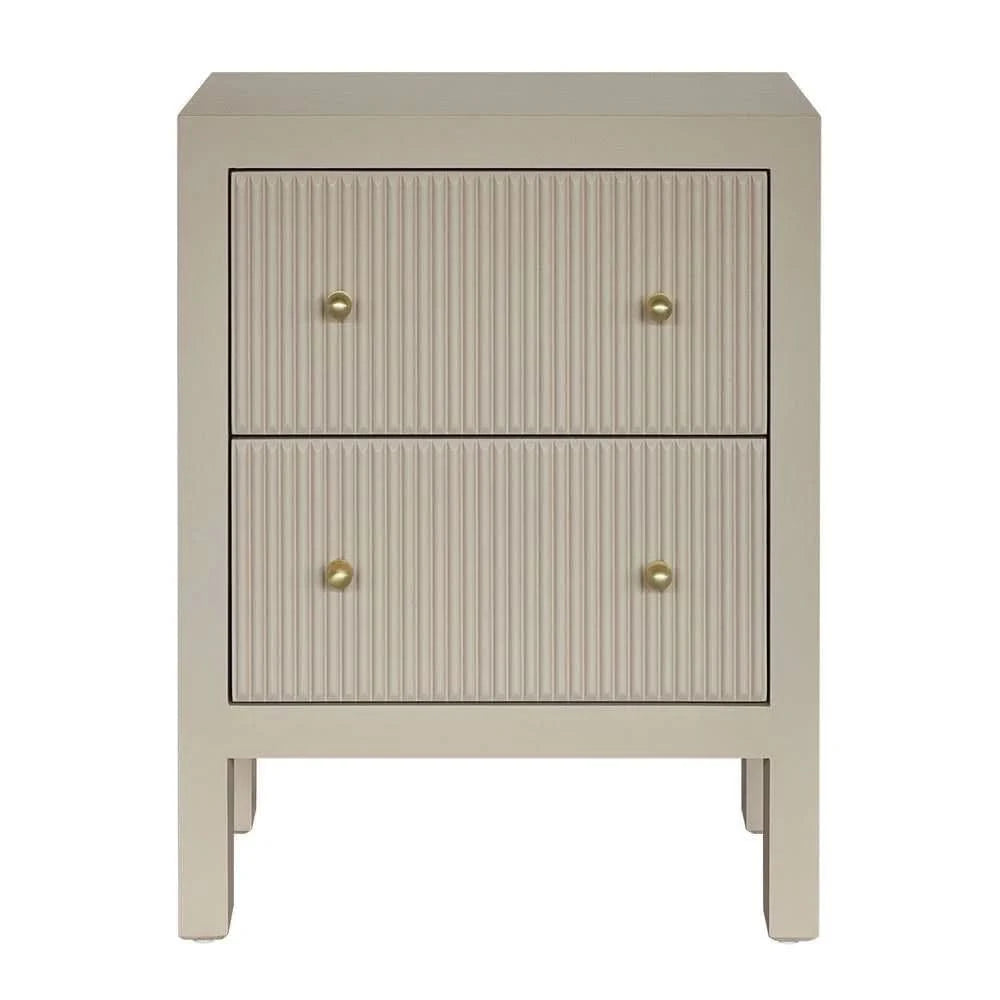 JAYLA SMALL BEIGE  2-DRAWER BEDSIDE TABLE - MyChocolateWood