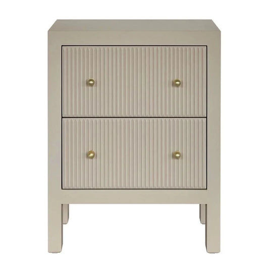 JAYLA SMALL BEIGE  2-DRAWER BEDSIDE TABLE - MyChocolateWood