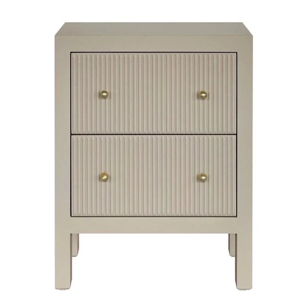 Jayla Small 2-Drawer Bedside Table in Beige - Chocolate Wood