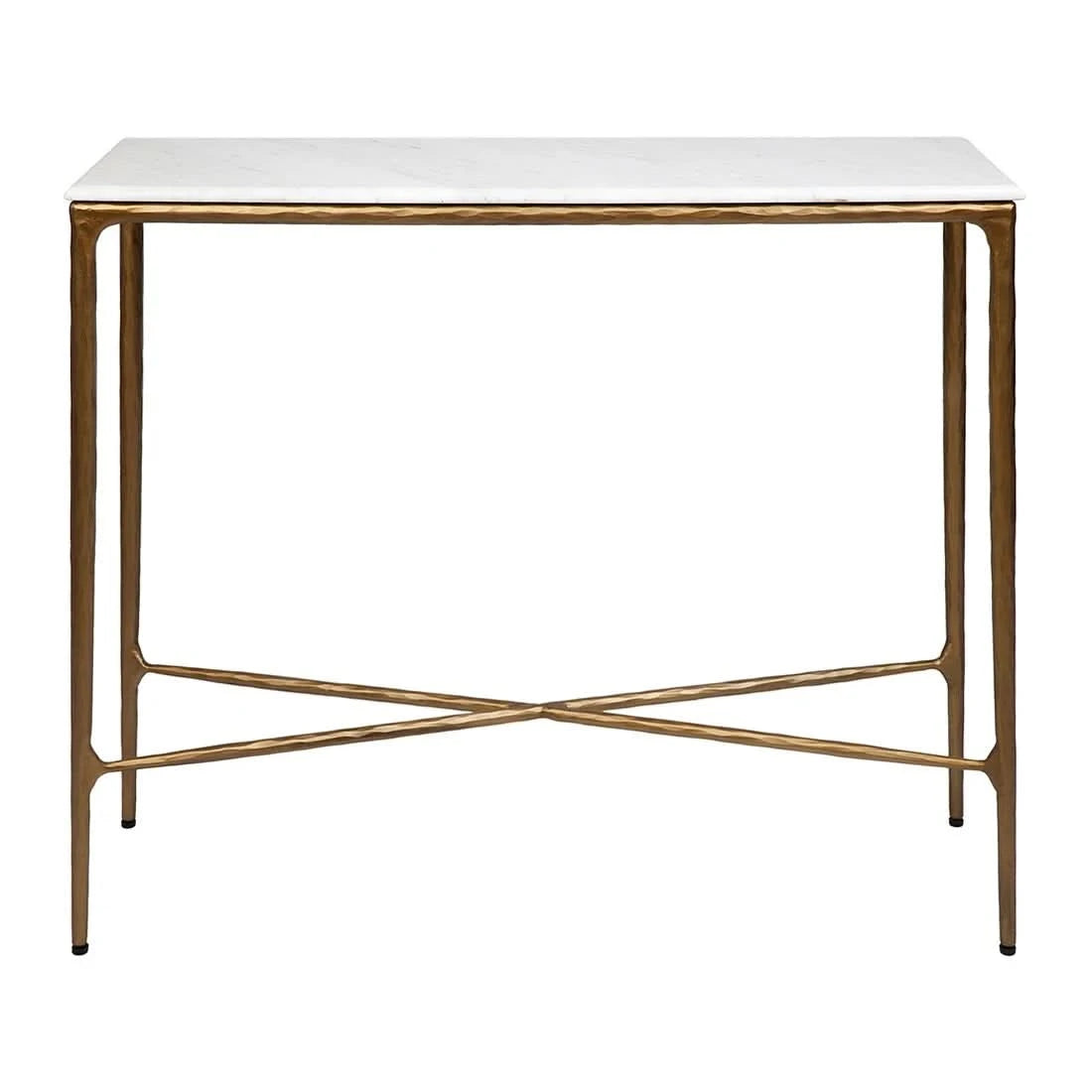 SOREN MARBLE SMALL CONSOLE TABLE/HALL TABLE - BRASS FRAME 90CM - MyChocolateWood