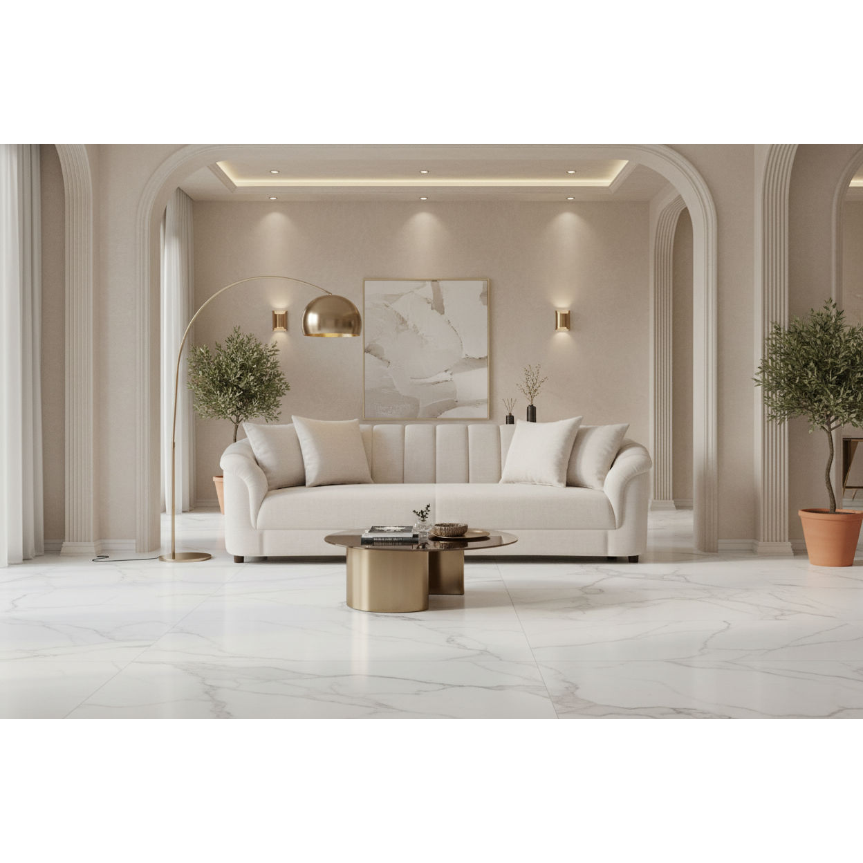 CORSINI FABRIC 4-SEATER SOFA - BEIGE - MyChocolateWood