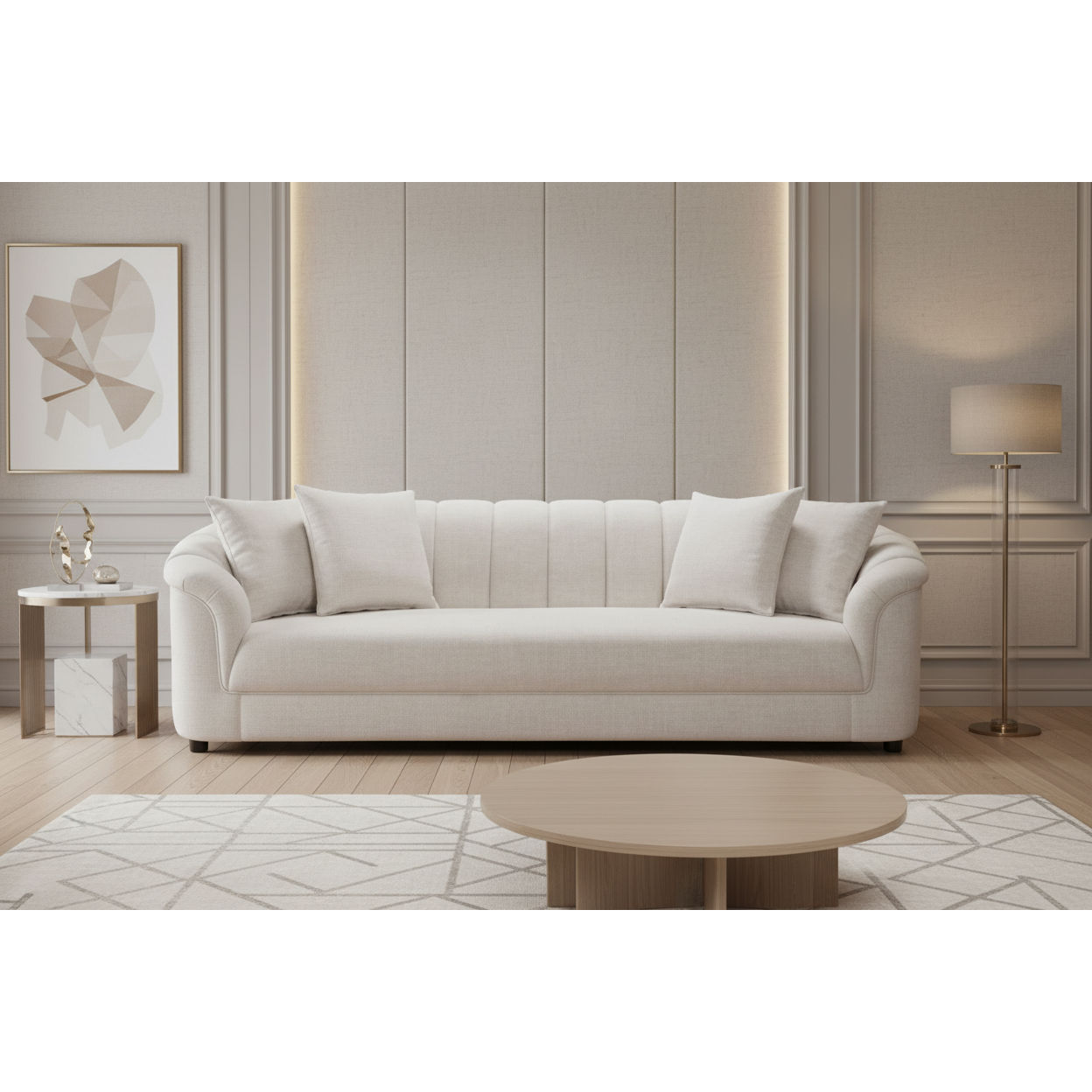 CORSINI FABRIC 4-SEATER SOFA - BEIGE - MyChocolateWood