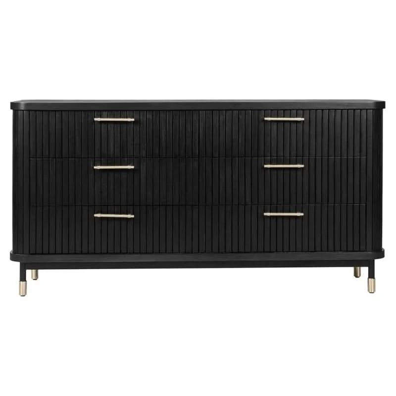 PEMBROKE OAK TIMBER 6-DRAWER CHEST OF DRAWERS  BLACK - MyChocolateWood