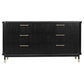 Pembroke Oak 6-Drawer Dresser in Black - Chocolate Wood