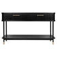 PEMBROKE OAK TIMBER 2-DRAWER CONSOLE TABLE HALL TABLE BLACK - MyChocolateWood