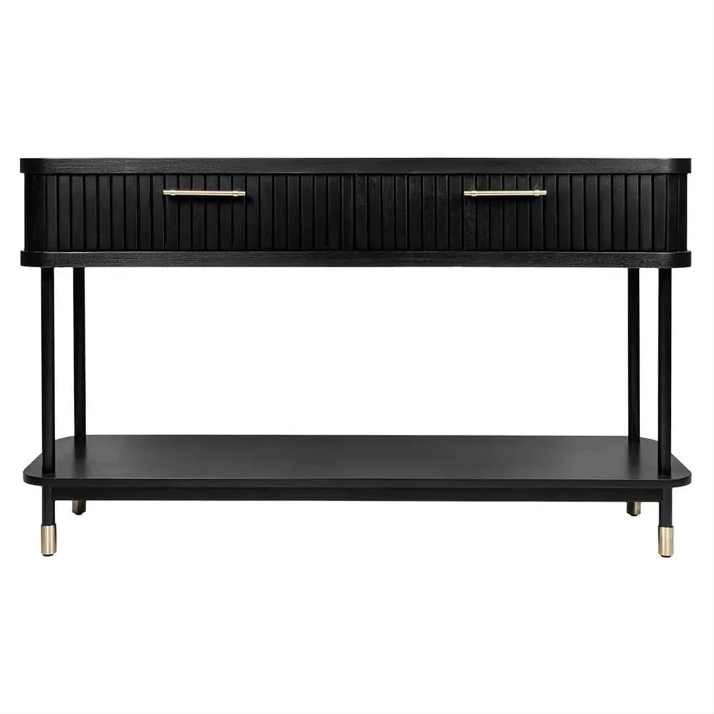 Pembroke Oak 2-Drawer Console Table in Black - Chocolate Wood