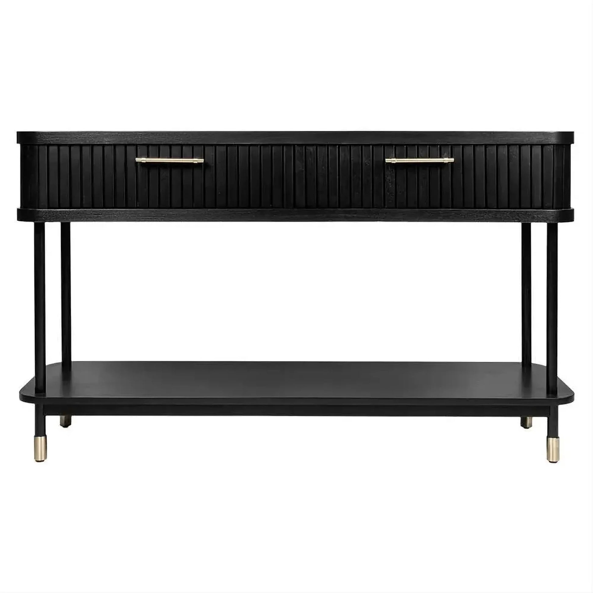 Pembroke Oak 2-Drawer Console Table in Black - Chocolate Wood
