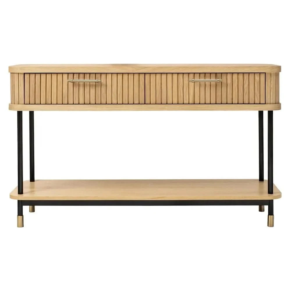 PEMBROKE OAK TIMBER 2-DRAWER CONSOLE TABLE HALL TABLE NATURAL - MyChocolateWood