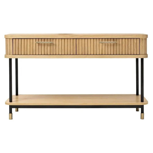PEMBROKE OAK TIMBER 2-DRAWER CONSOLE TABLE HALL TABLE NATURAL - MyChocolateWood