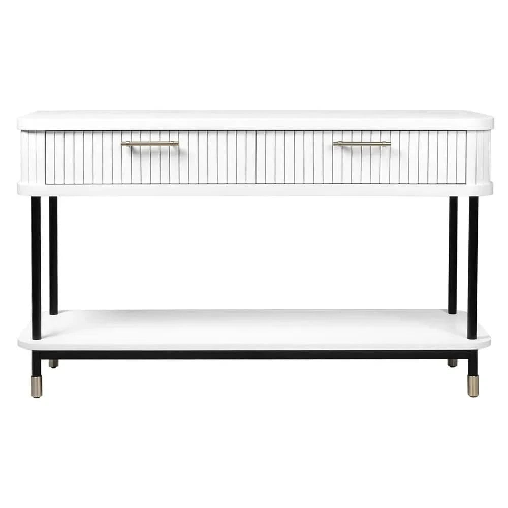 PEMBROKE OAK TIMBER 2-DRAWER CONSOLE TABLE HALL TABLE WHITE - MyChocolateWood