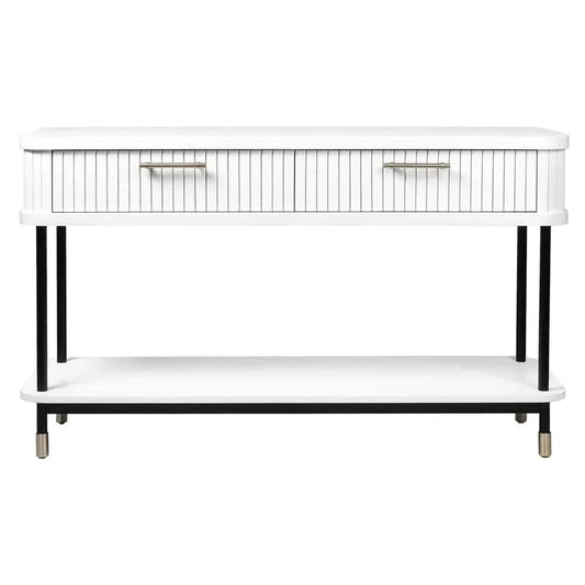 PEMBROKE OAK TIMBER 2-DRAWER CONSOLE TABLE HALL TABLE WHITE - MyChocolateWood