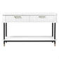 Pembroke Oak 2-Drawer Console Table in White - Chocolate Wood