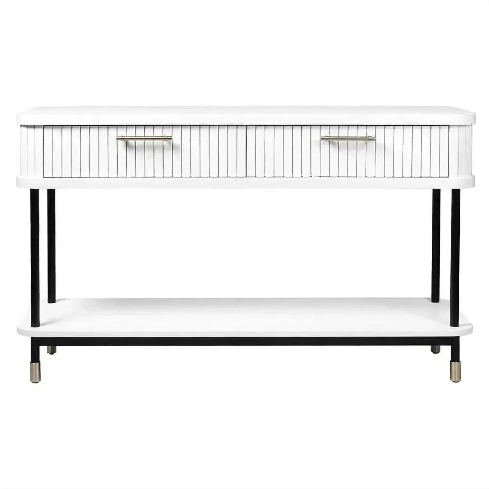 Pembroke Oak 2-Drawer Console Table in White - Chocolate Wood
