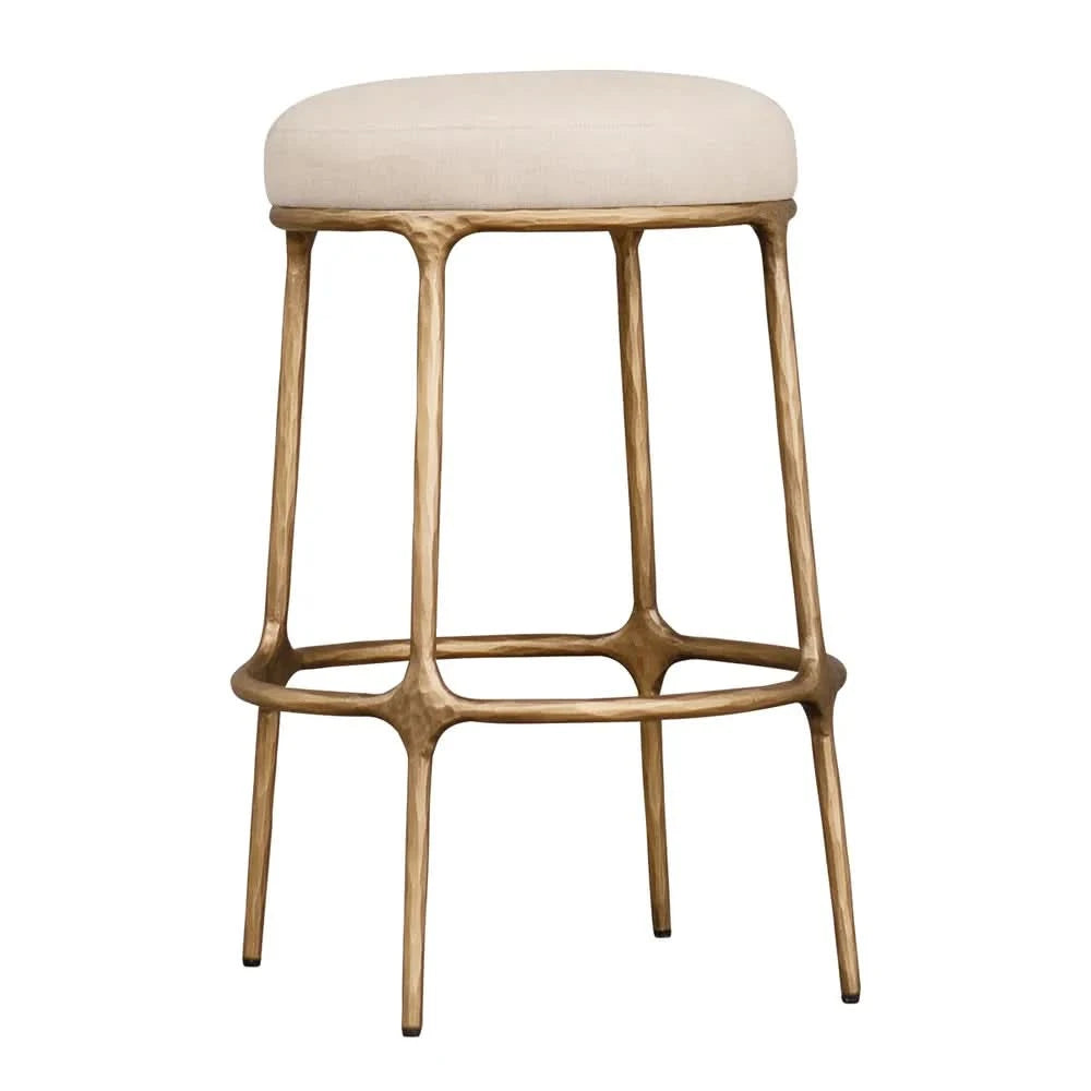 SOREN KITCHEN STOOL - BRASS /NATURAL LINEN - MyChocolateWood