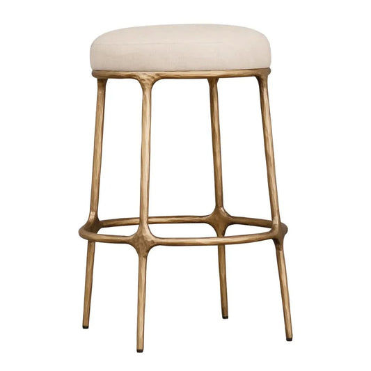 SOREN KITCHEN STOOL - BRASS /NATURAL LINEN - MyChocolateWood
