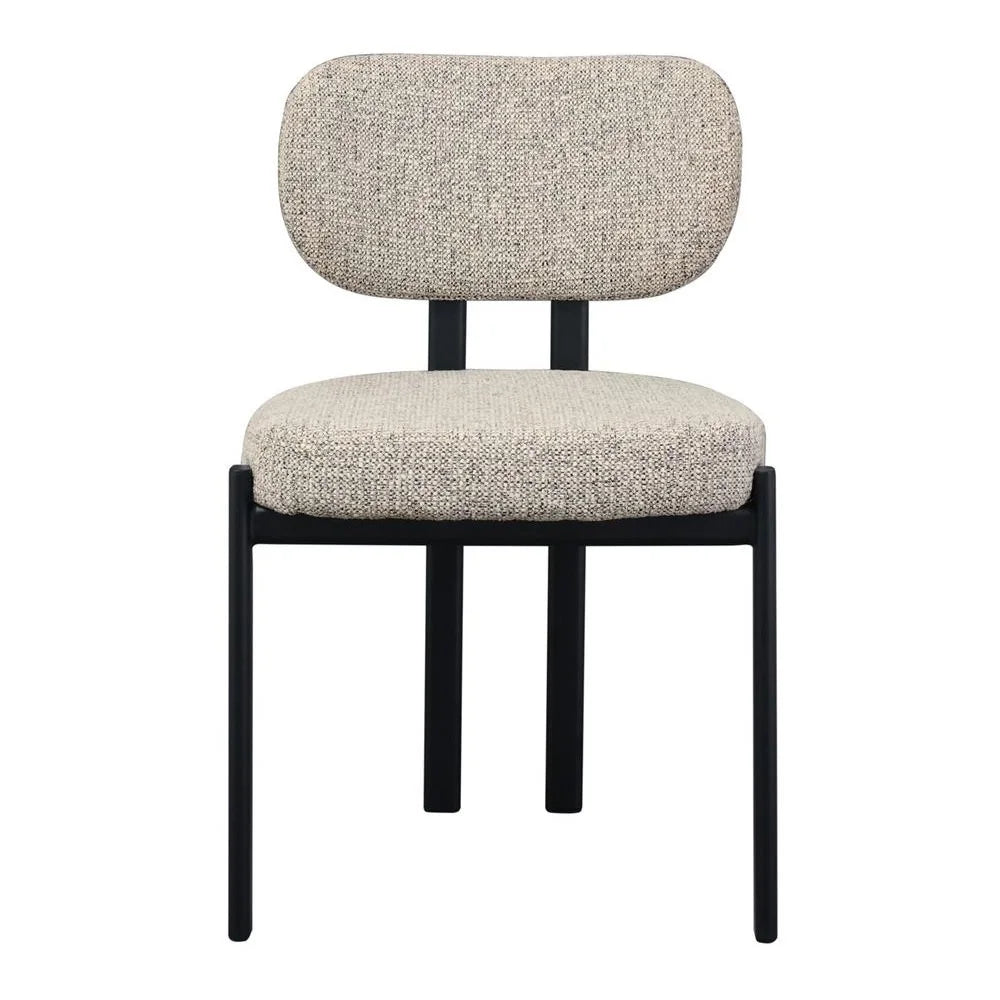 Kilbrin Dining Chair in Speckle Brown with Black Metal Frame - Chocolate Wood