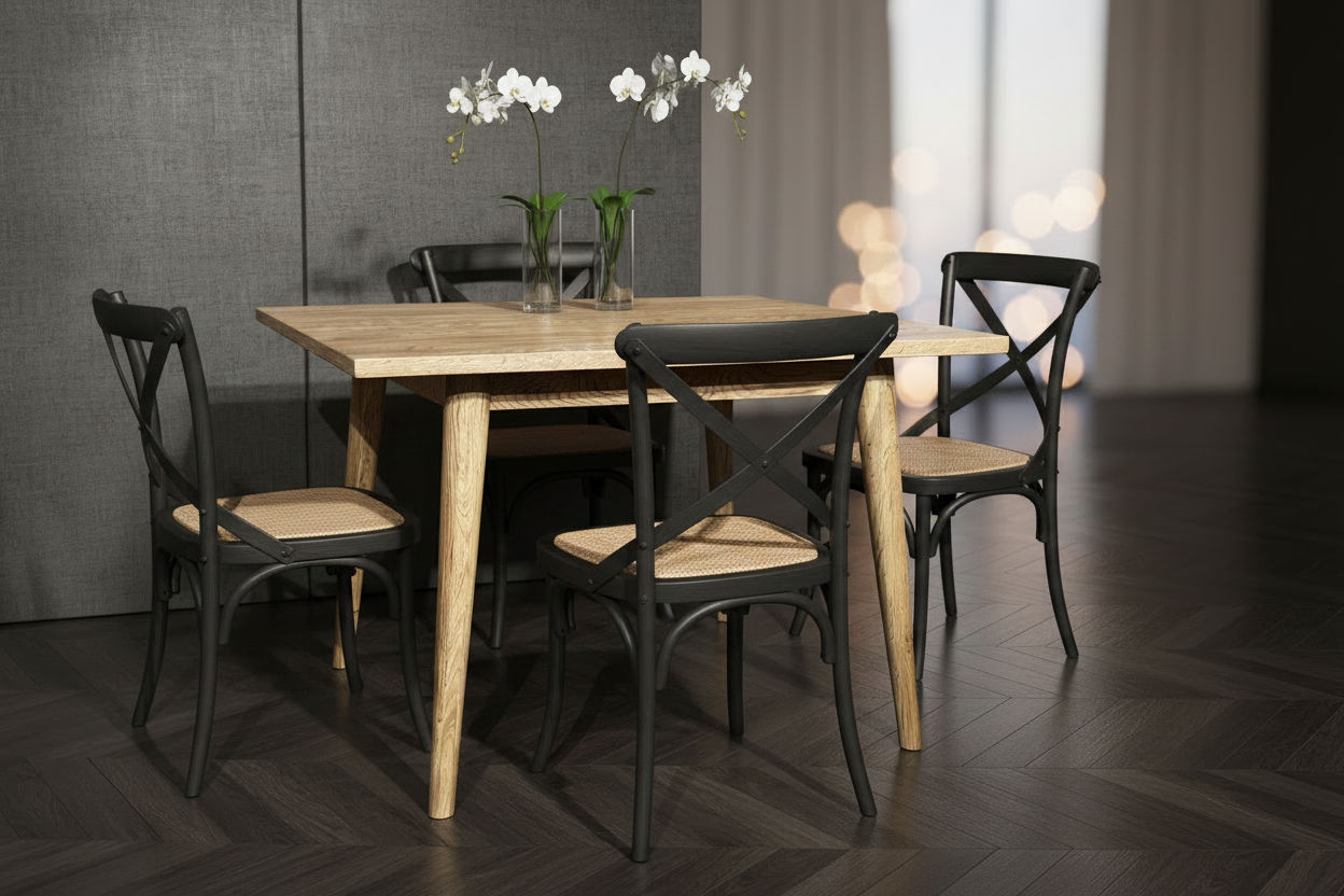 FITAN SOLID OAK SQUARE (90X90CM) DINING TABLE NATURAL - MyChocolateWood