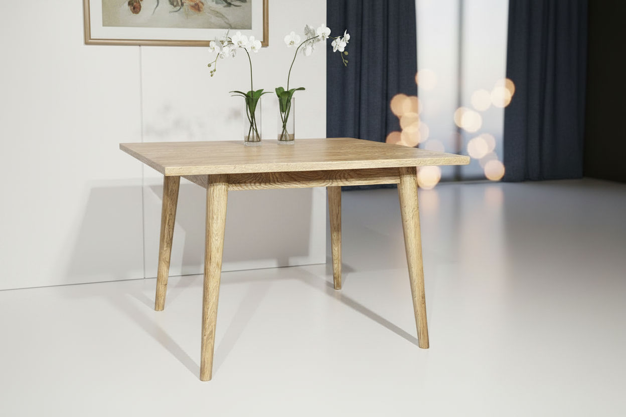 FITAN SOLID OAK SQUARE (90X90CM) DINING TABLE NATURAL - MyChocolateWood