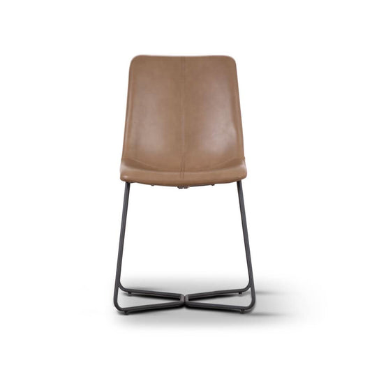 STANTON PU DINING CHAIR BROWN - METAL LEG - MyChocolateWood