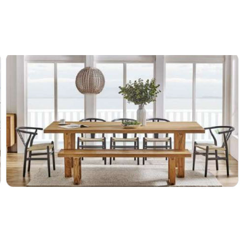 STROUD ELM VENEER TIMBER/MDF DINING TABLE  210CM NATURAL - MyChocolateWood