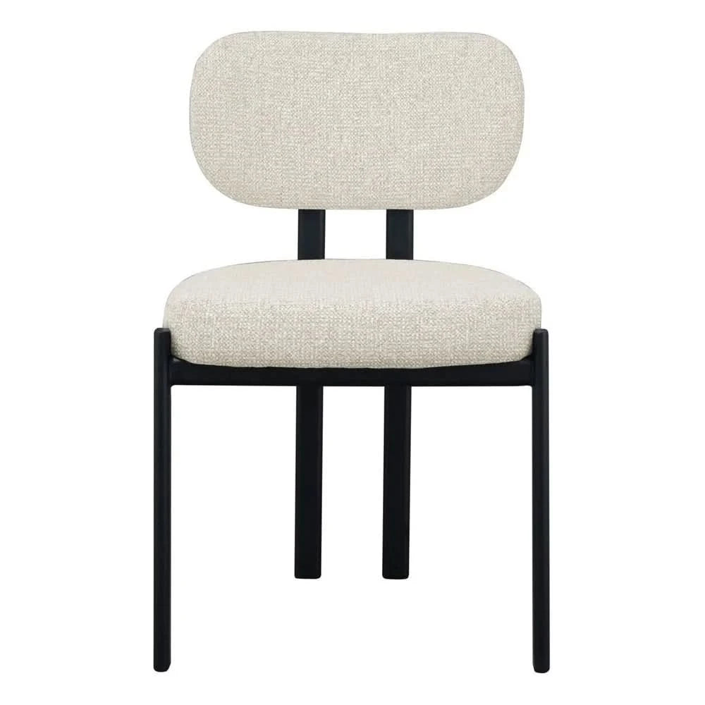 KILBRIN NATURAL CHENILLE/BLACK METAL DINING CHAIR - MyChocolateWood