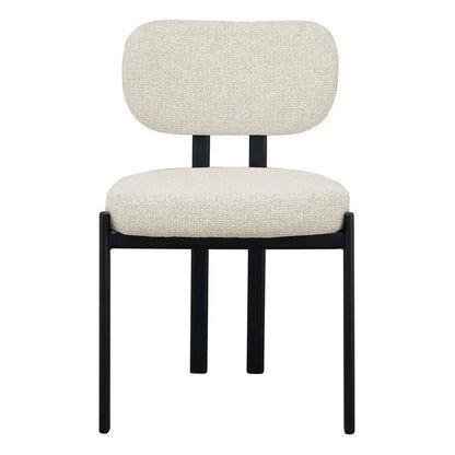 KILBRIN NATURAL CHENILLE/BLACK METAL DINING CHAIR - MyChocolateWood