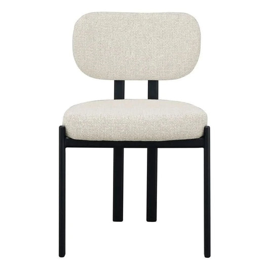 KILBRIN NATURAL CHENILLE/BLACK METAL DINING CHAIR - MyChocolateWood