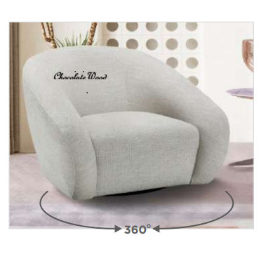 PICKARD PLYWOOD & EUCALYPTUS 360 DEGREE SWIVEL ARMCHAIR/SINGLE SEATER IN LINEN COLOUR - MyChocolateWood