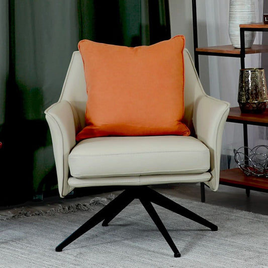 CHESHIN LEATHER SWIVEL CHAIR ARMCHAIR MUSTARD COLOUR - MyChocolateWood
