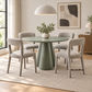 Channing 5-Piece Dining Set —  Round Dining Table Army Green 120cm & 4 Channing  Oat Coloured Dining Chairs